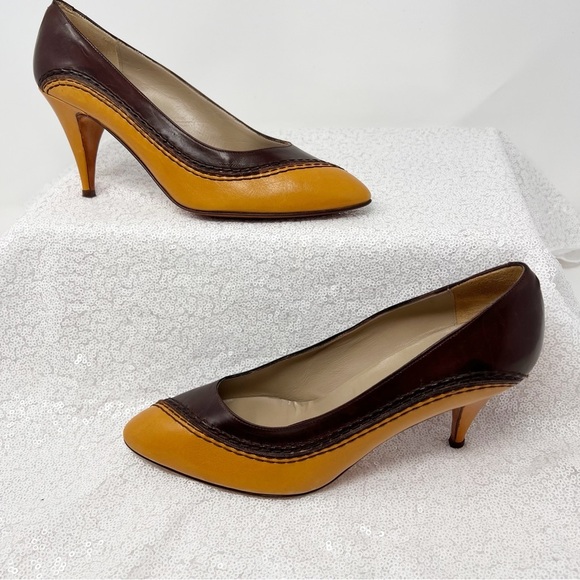 Andrew Gellar made in Italy brown and mustard yellow pumps. Size 7.5 women’s - Picture 11 of 16